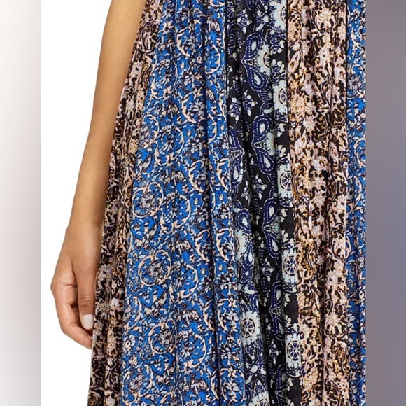 Free People Come Together Smocked Midi Dress in Black Combo - Size S - Picture 4 of 7